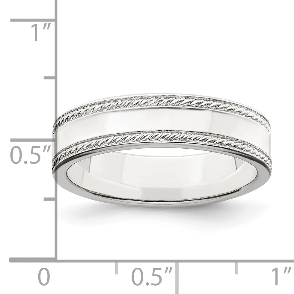 Rope-Edge Wedding Band in Sterling Silver, 5mm
