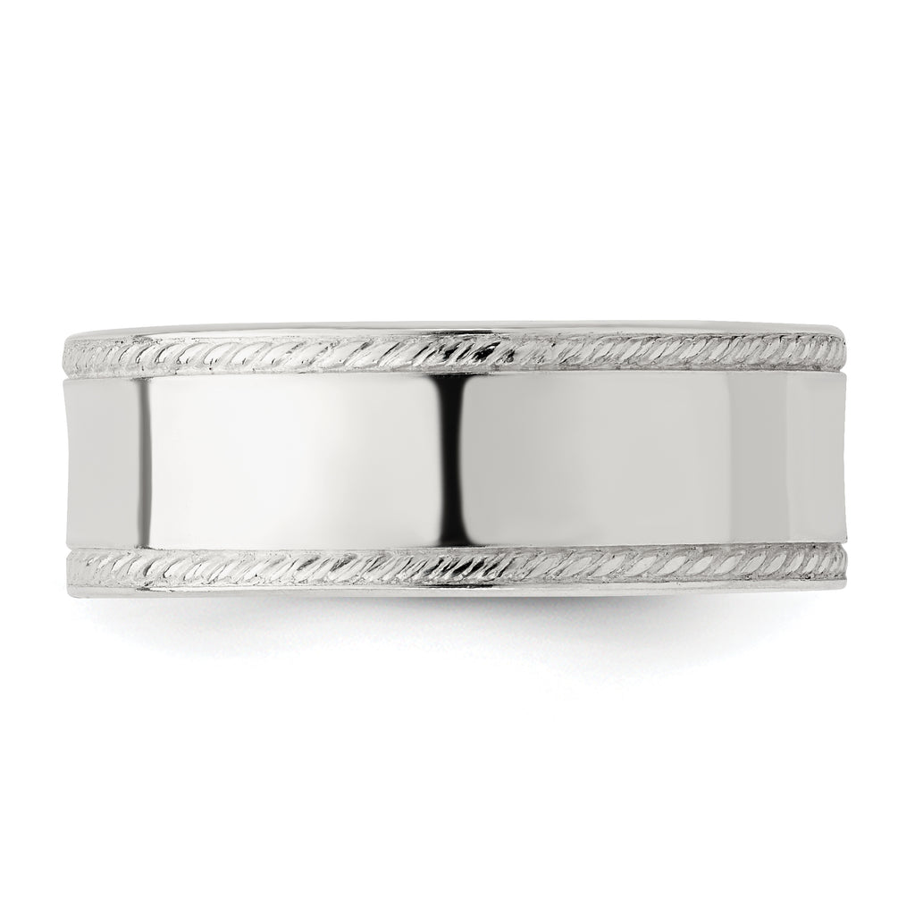 Rope-Edge Wedding Band in Sterling Silver, 7mm