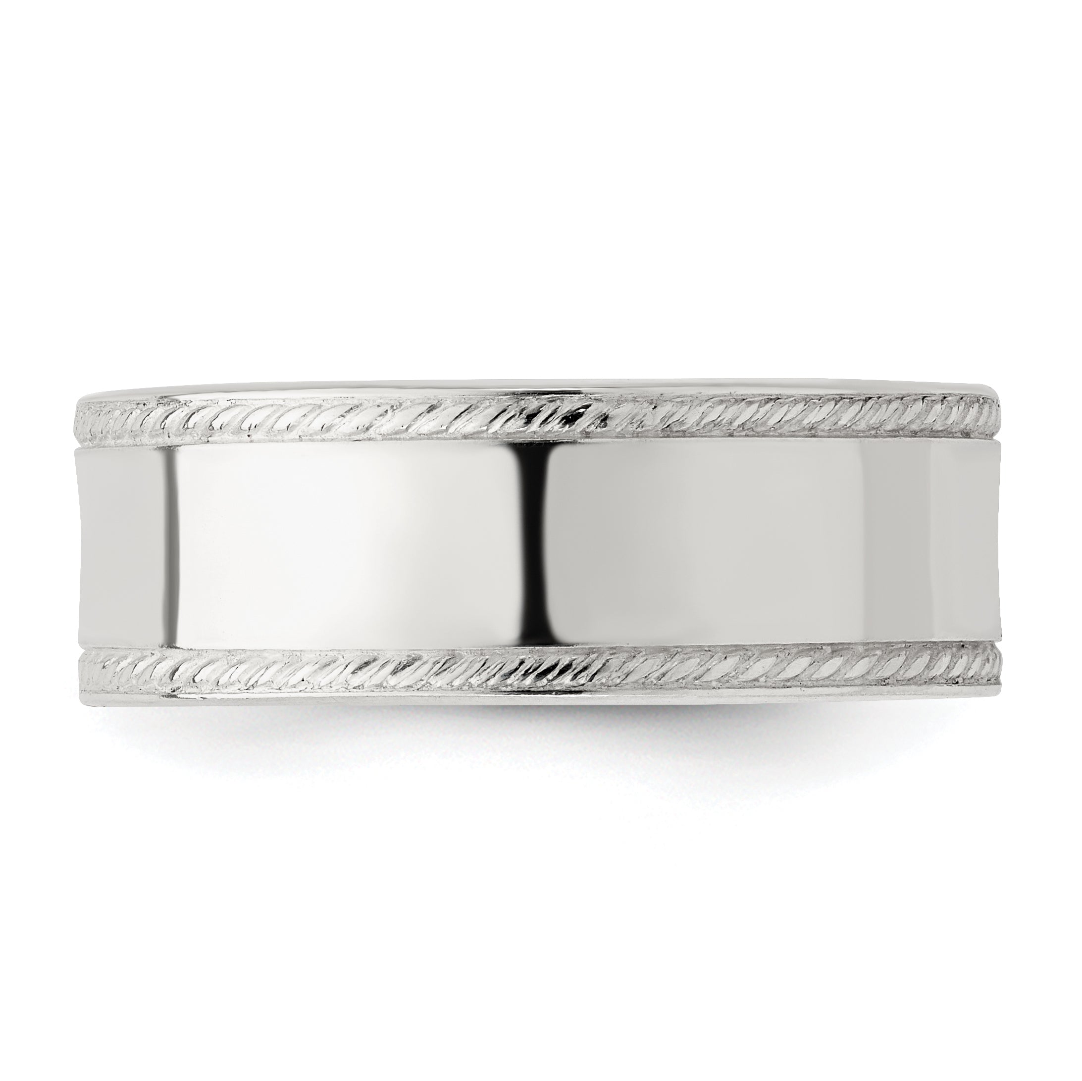 Rope-Edge Wedding Band in Sterling Silver, 7mm