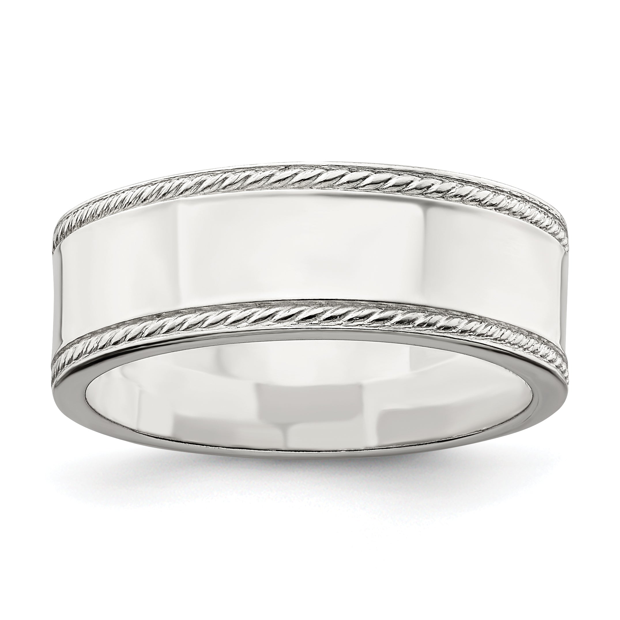 Sterling Silver 7mm Flat with Rope Edge Size 12 Band Main image