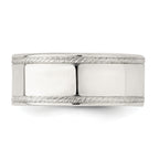 Sterling Silver 8mm Flat with Rope Edge Band