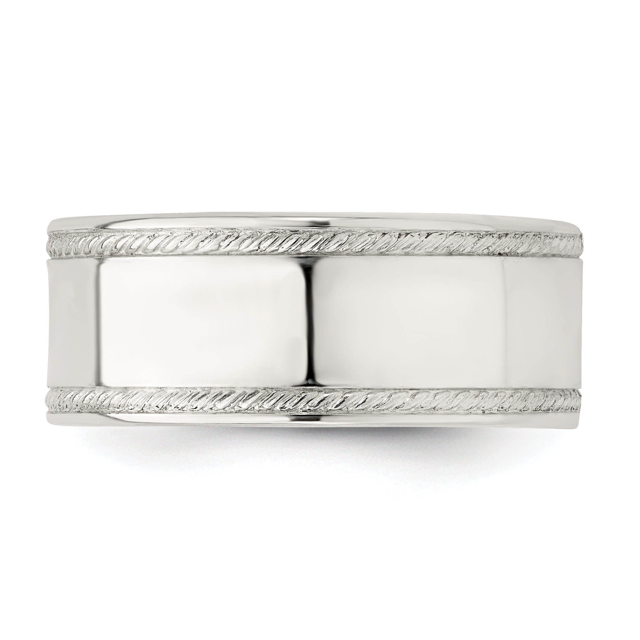 Sterling Silver 8mm Flat with Rope Edge Band