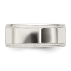 Sterling Silver 9.5mm Flat with Rope Edge Band