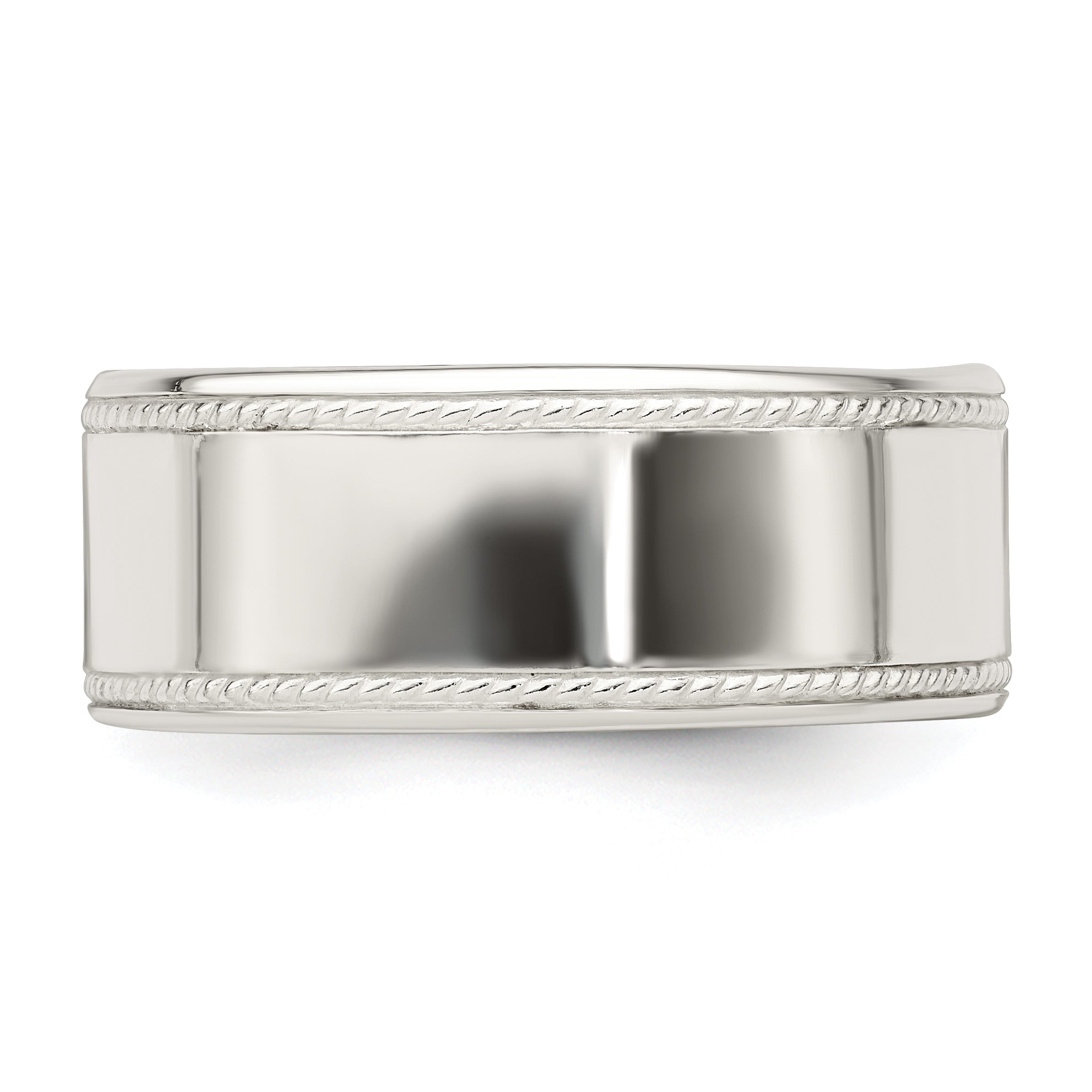 Sterling Silver 9.5mm Flat with Rope Edge Band