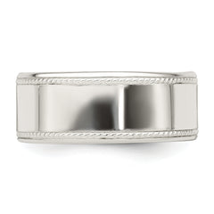 Sterling Silver 9.5mm Flat with Rope Edge Band