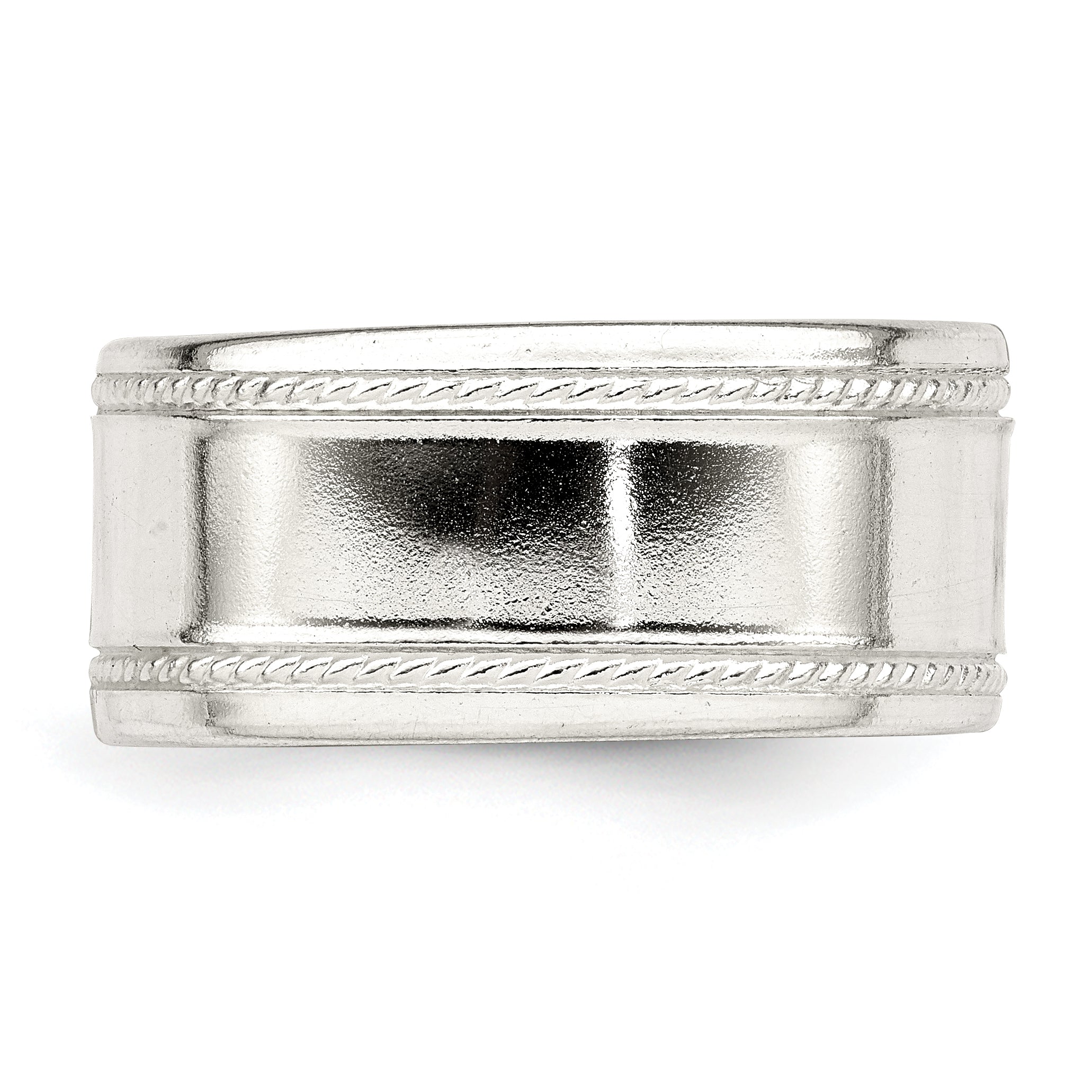 Sterling Silver 9.5mm Flat with Rope Edge Band