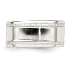 Sterling Silver 9.5mm Flat with Rope Edge Band