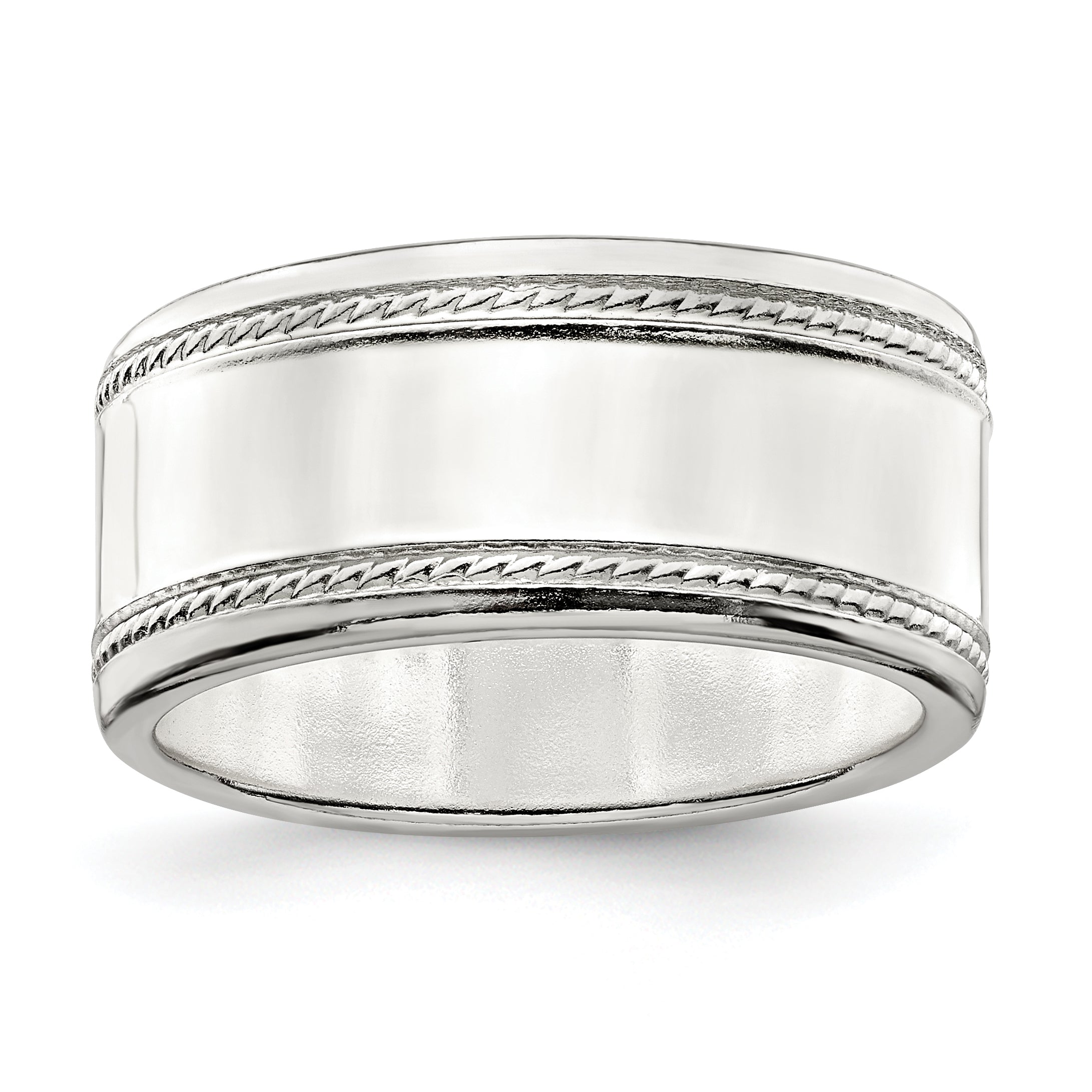 Sterling Silver 9.5mm Flat with Rope Edge Size 12 Band Main image