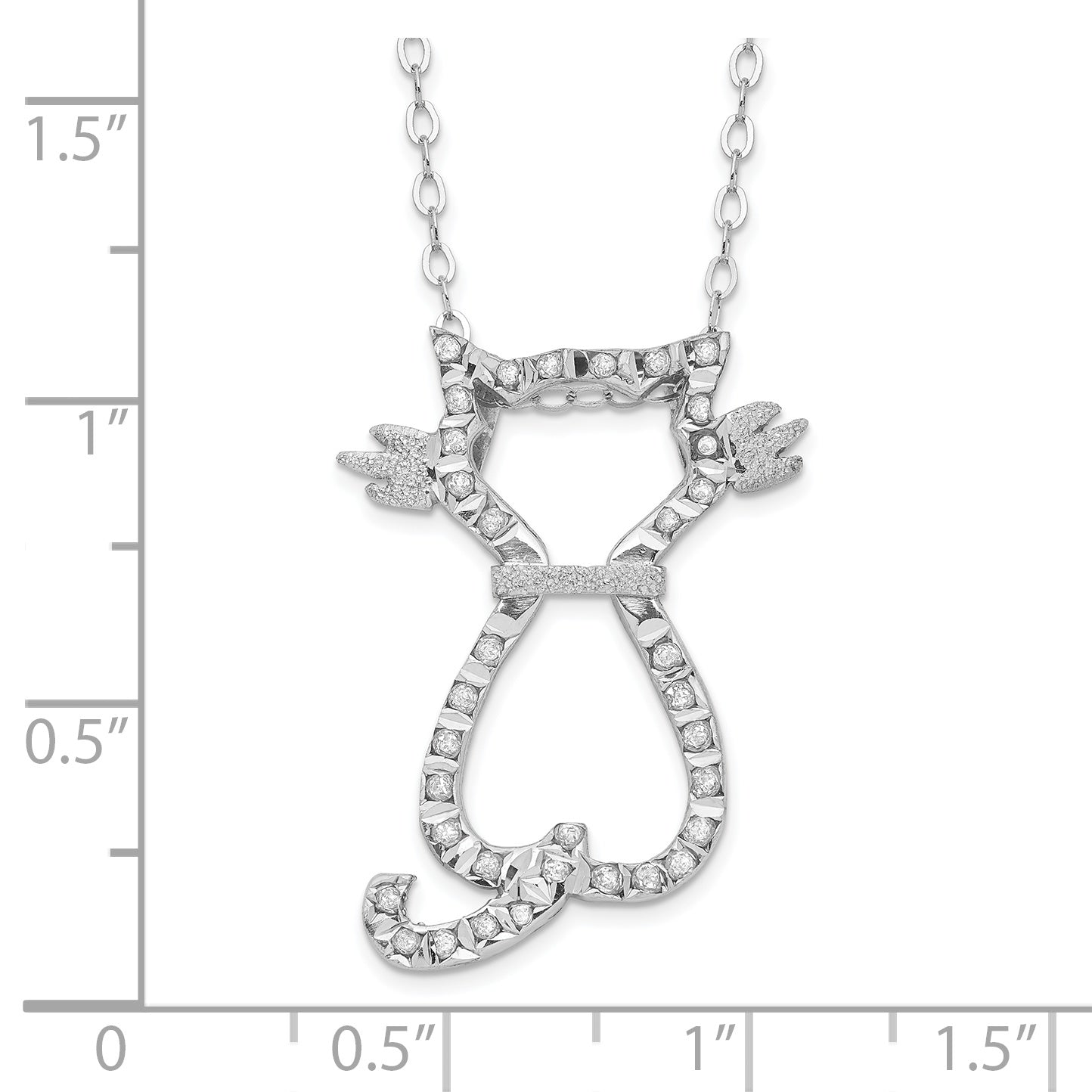 Diamond Fascination Diamond Mystique Sterling Silver Platinum-plated Diamond 18 Inch Cat Necklace