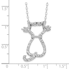 Diamond Fascination Diamond Mystique Sterling Silver Platinum-plated Diamond 18 Inch Cat Necklace