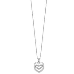 Diamond Fascination Diamond Mystique Sterling Silver Platinum-plated Diamond Double Heart 18 Inch Necklace