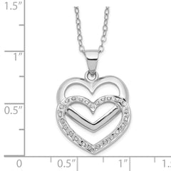 Diamond Fascination Diamond Mystique Sterling Silver Platinum-plated Diamond Double Heart 18 Inch Necklace