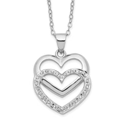 Diamond Fascination Diamond Mystique Sterling Silver Platinum-plated Diamond Double Heart 18 Inch Necklace