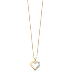 Sterling Silver 18K Gold-Plated Diamond Heart Necklace with Polished Finish