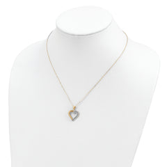 Sterling Silver 18K Gold-Plated Diamond Heart Necklace with Polished Finish