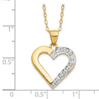 Sterling Silver 18K Gold-Plated Diamond Heart Necklace with Polished Finish