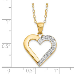 Diamond Fascination Diamond Mystique Sterling Silver 18K Gold-plated Diamond Heart 18 Inch Necklace