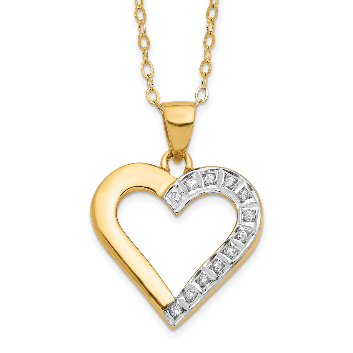 Diamond Fascination Diamond Mystique Sterling Silver 18K Gold-plated Diamond Heart 18 Inch Necklace