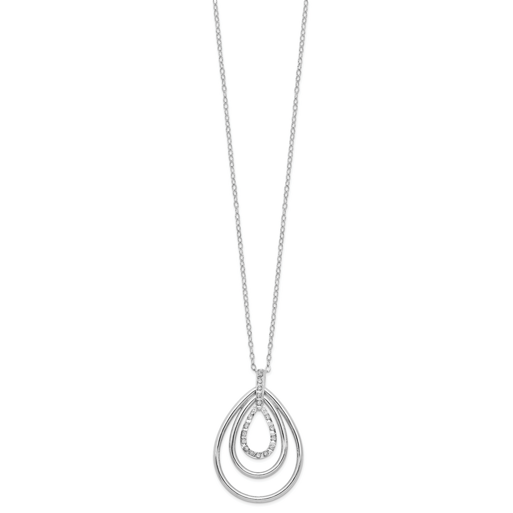 Diamond Triple Teardrop Necklace in Sterling Silver