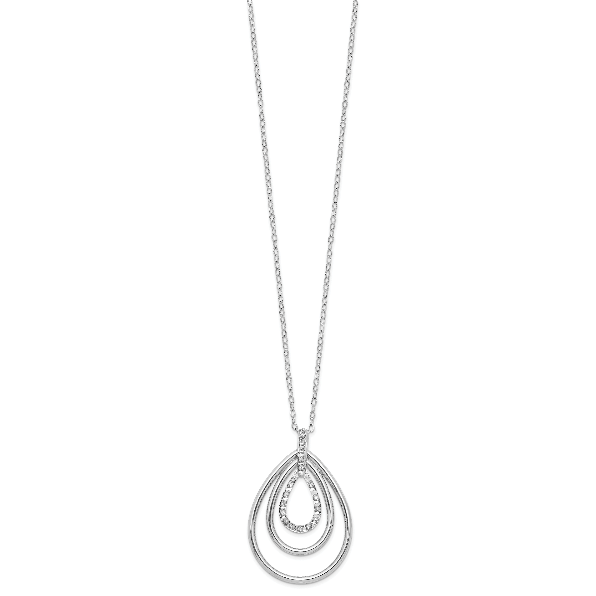 Diamond Triple Teardrop Necklace in Sterling Silver