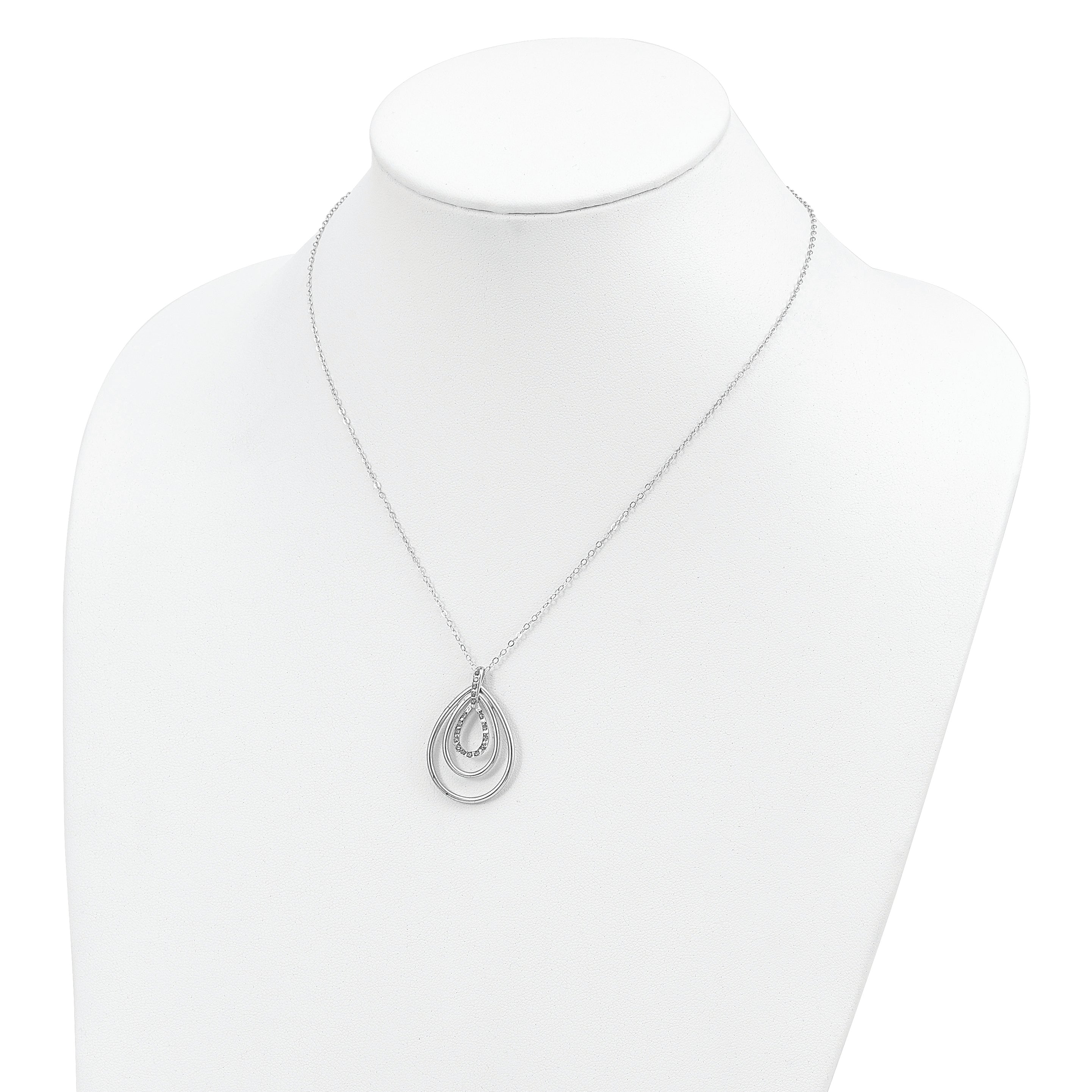 Diamond Fascination Diamond Mystique Sterling Silver Platinum-plated Diamond Triple Teardrop 18 Inch Necklace