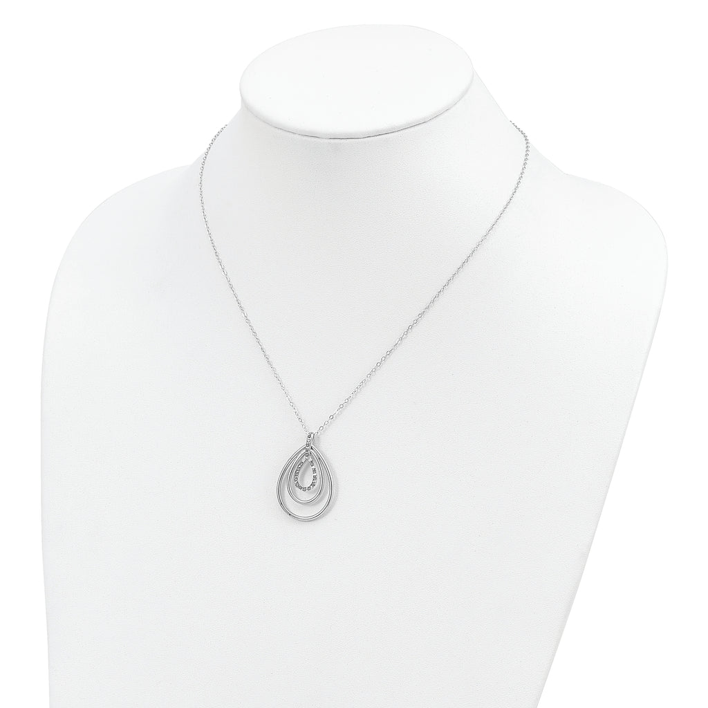 Diamond Triple Teardrop Necklace in Sterling Silver