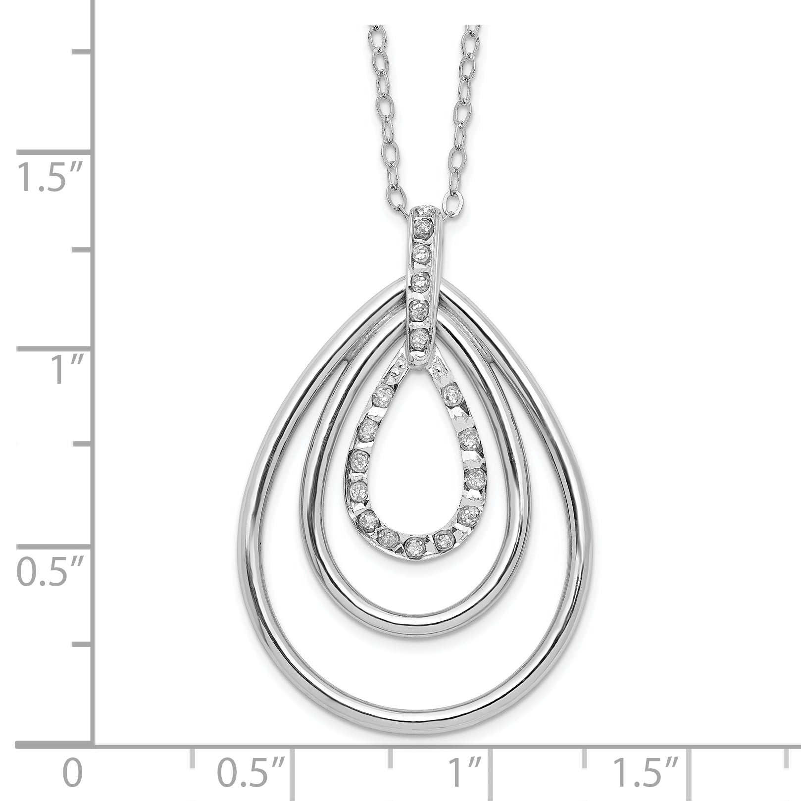 Diamond Triple Teardrop Necklace in Sterling Silver