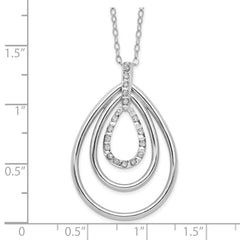 Diamond Fascination Diamond Mystique Sterling Silver Platinum-plated Diamond Triple Teardrop 18 Inch Necklace