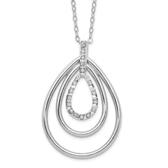 Diamond Fascination Diamond Mystique Sterling Silver Platinum-plated Diamond Triple Teardrop 18 Inch Necklace