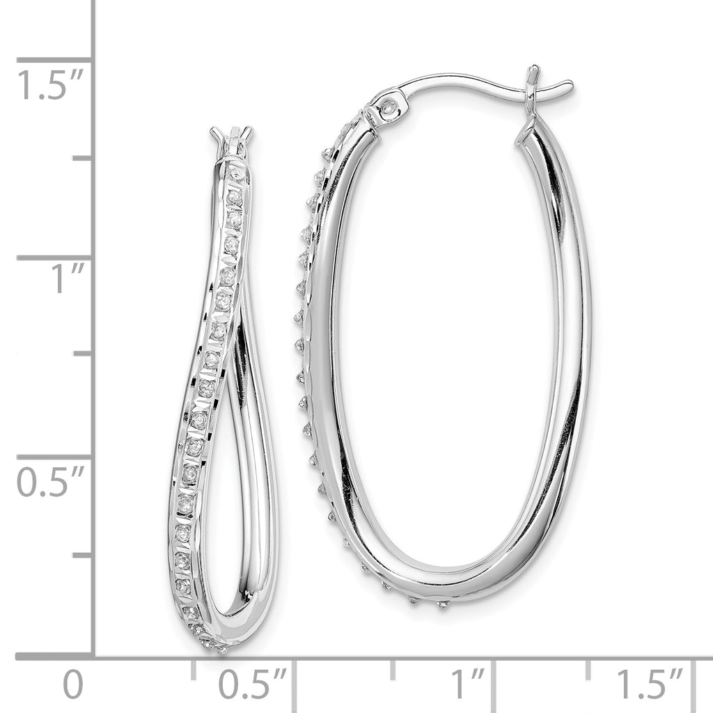 Sophia Jewelers Sterling Silver Diamond Twist Hoop Earrings with Platinum-Plated Finish