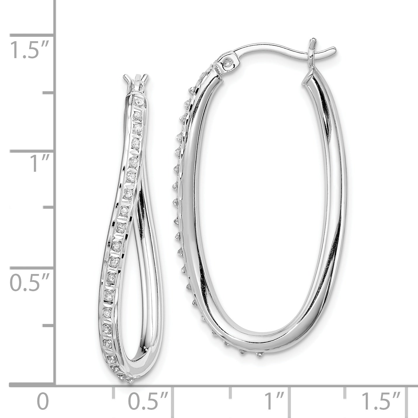 Sophia Jewelers Sterling Silver Diamond Twist Hoop Earrings with Platinum-Plated Finish