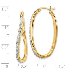 Sterling Silver 18K Gold-Plated Twist Oval Hoop Earrings with Diamond Mystique