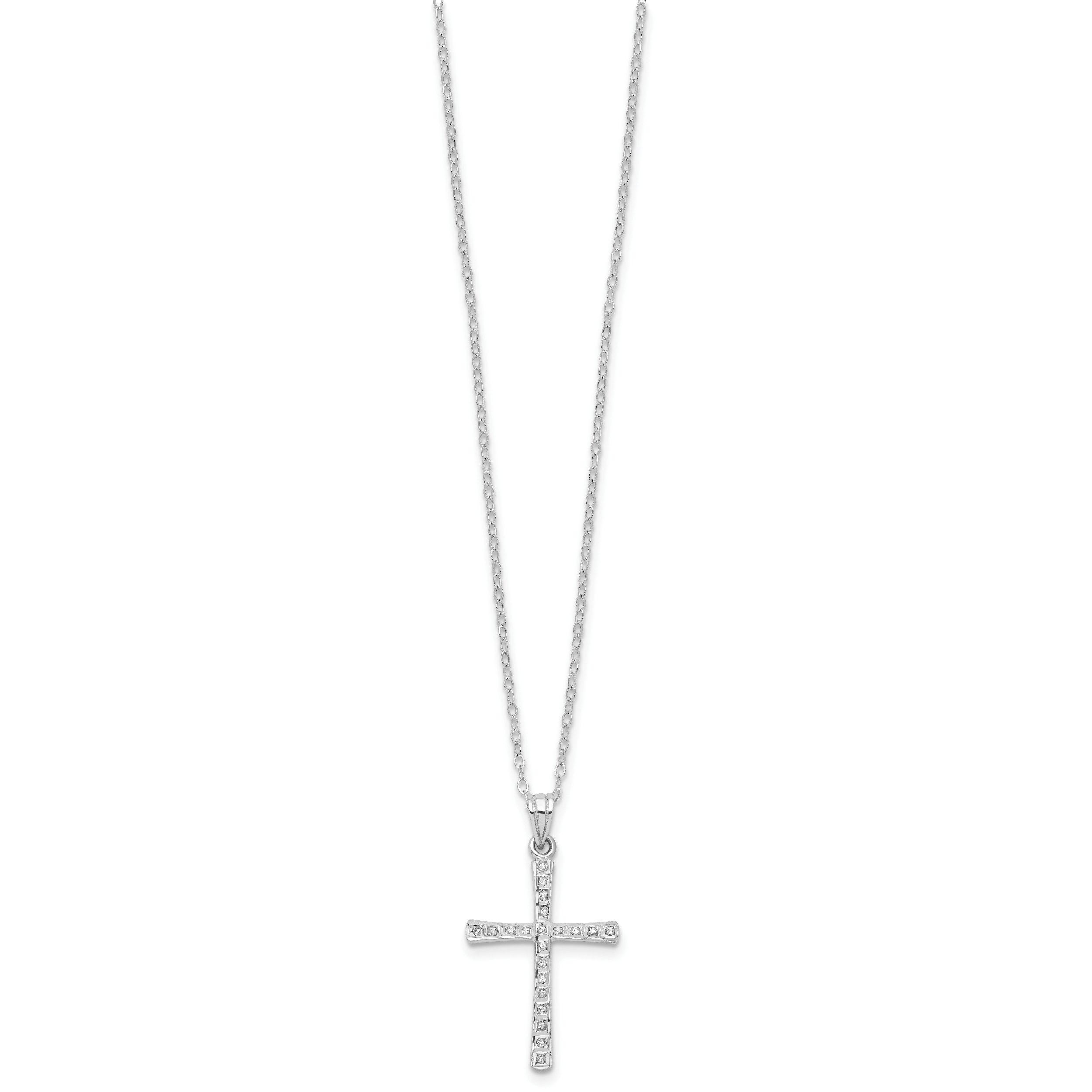 Sophia Jewelers Platinum-Plated Sterling Silver Diamond Cross Necklace Gift Ready Secondary image