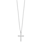 Sophia Jewelers Platinum-Plated Sterling Silver Diamond Cross Necklace Gift Ready