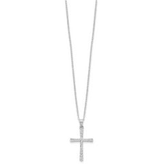 Sophia Jewelers Platinum-Plated Sterling Silver Diamond Cross Necklace Gift Ready