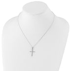 Sophia Jewelers Platinum-Plated Sterling Silver Diamond Cross Necklace Gift Ready