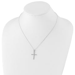 Sophia Jewelers Platinum-Plated Sterling Silver Diamond Cross Necklace Gift Ready