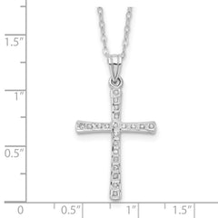 Diamond Fascination Diamond Mystique Sterling Silver Platinum-plated Diamond Cross 18 Inch Necklace