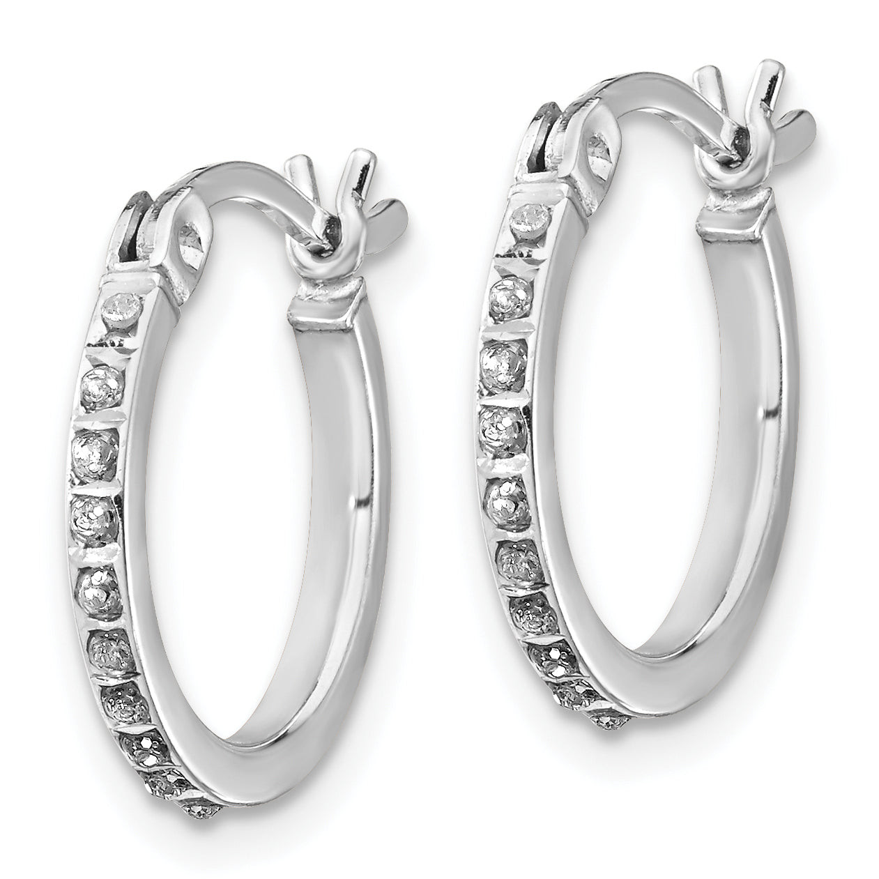 Diamond Fascination Diamond Mystique Sterling Silver Platinum-plated Diamond  Hoop Earrings and Hinged Bangle Set Secondary image