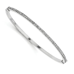 Diamond Fascination Diamond Mystique Sterling Silver Platinum-plated Diamond  Hoop Earrings and Hinged Bangle Set