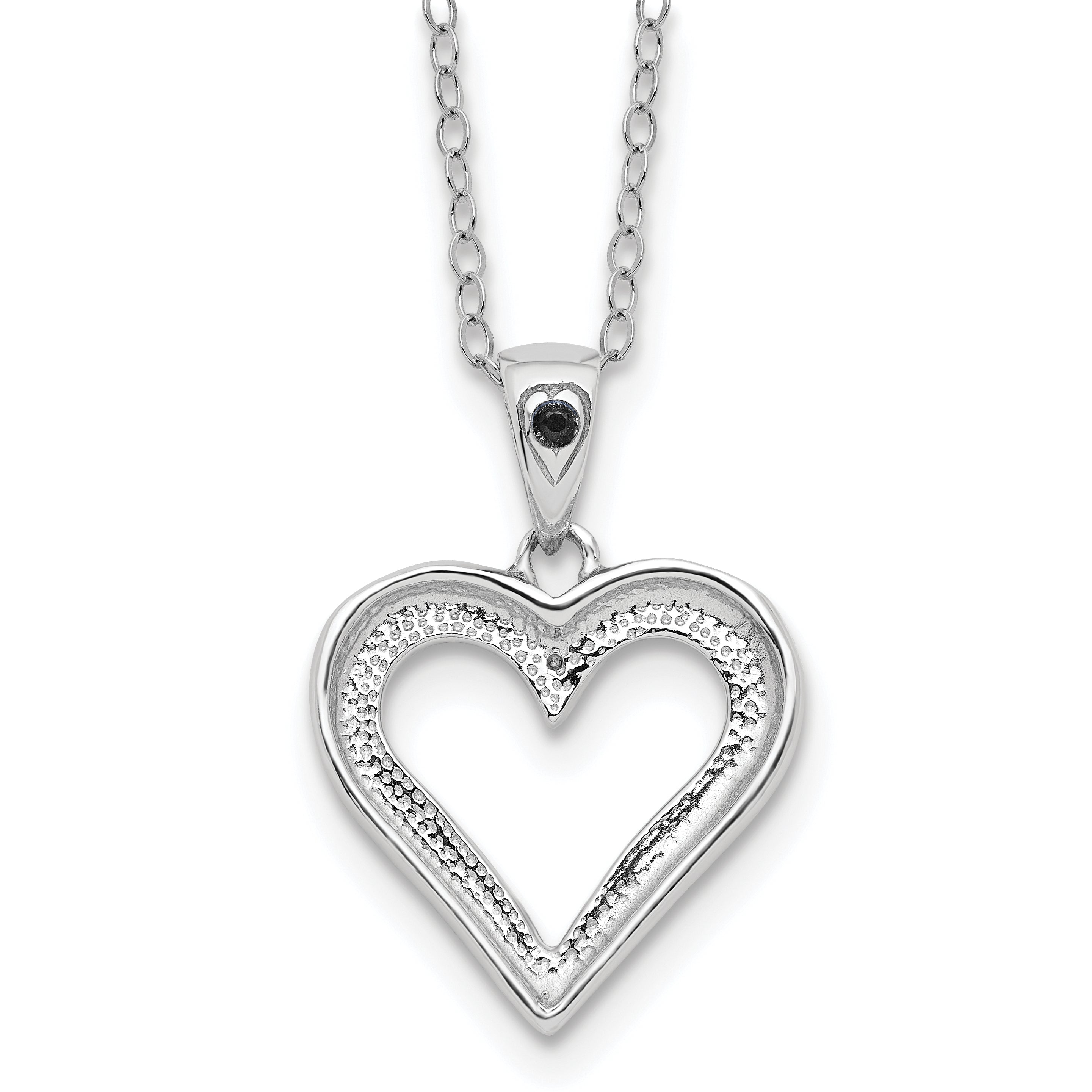 Diamond Fascination Diamond Mystique Sterling Silver Platinum-plated Diamond Black and White Diamond Heart 18 Inch Necklace