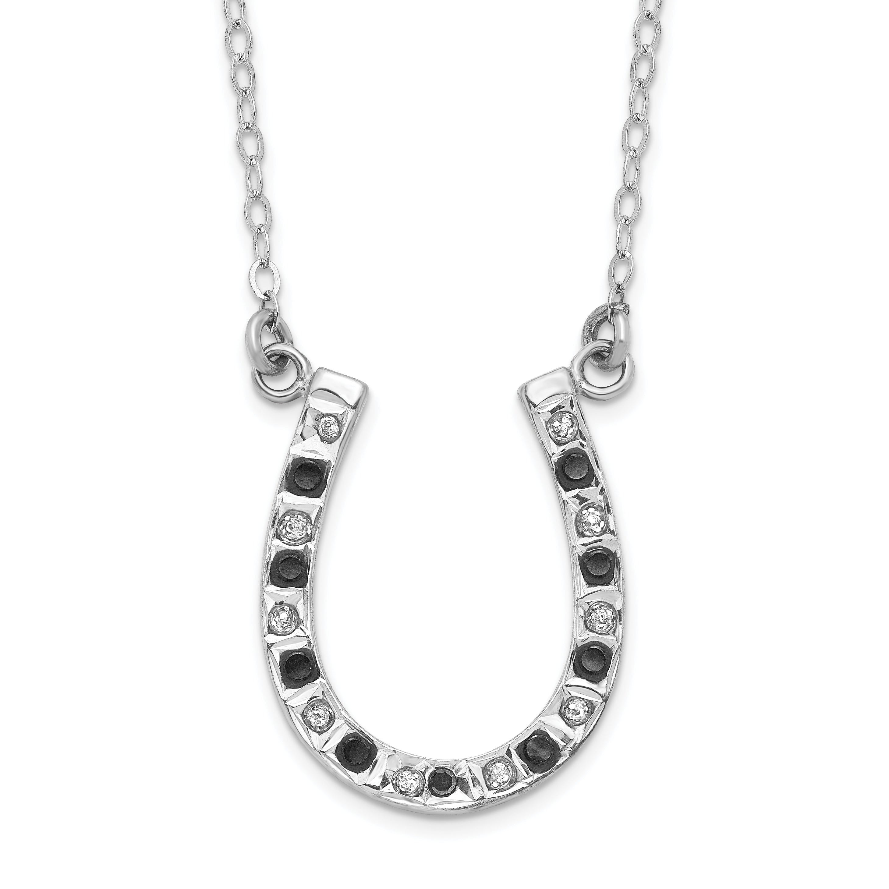 Diamond Fascination Diamond Mystique Sterling Silver Platinum-plated Black and White Diamond 18 Inch Necklace