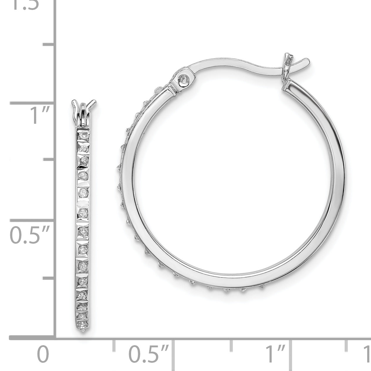Sterling Silver Platinum-Plated Diamond Mystique Hoop Earrings, Elegant & Lightweight