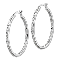 Diamond Fascination Diamond Mystique Sterling Silver Platinum-plated Diamond In and Out Round Hoop Earrings