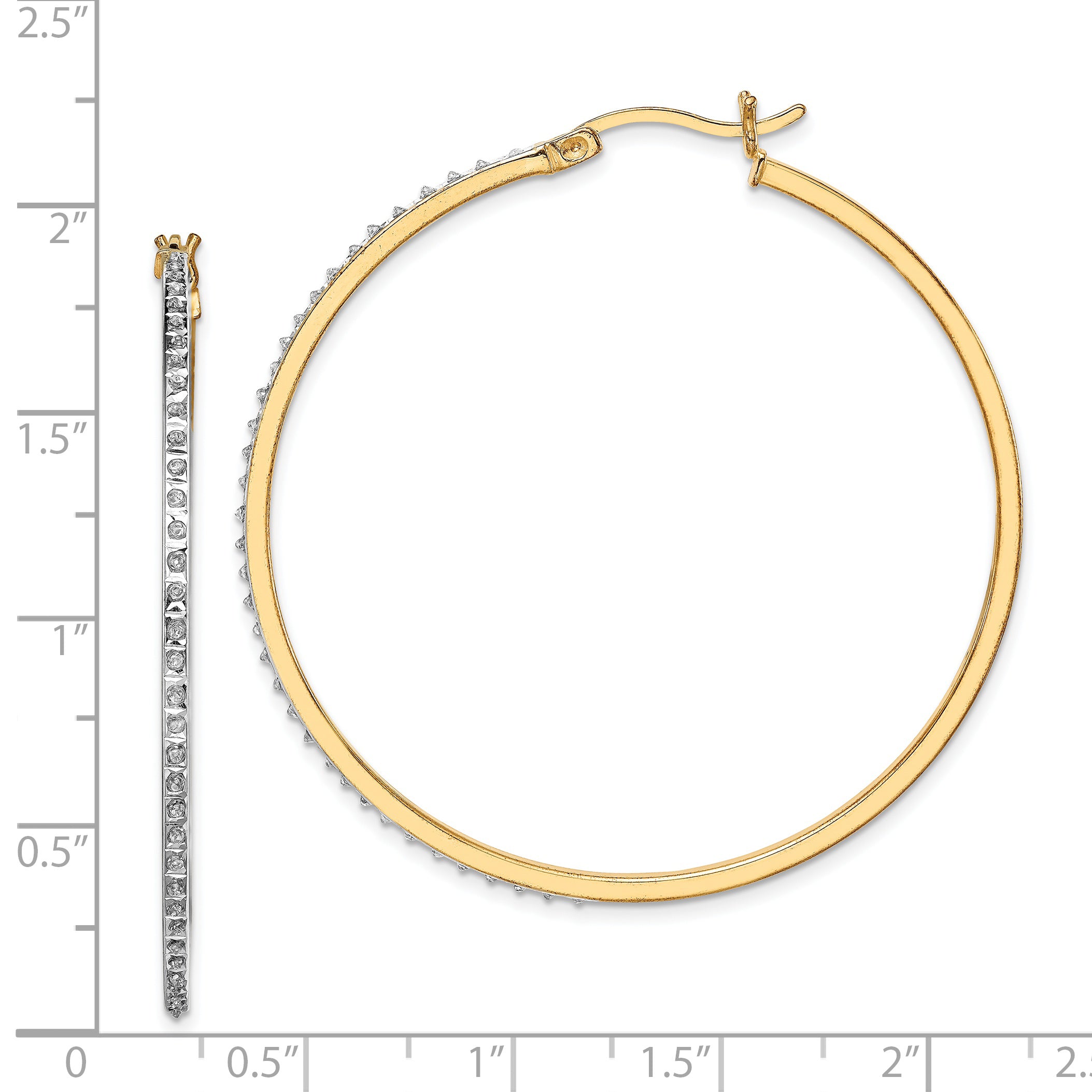 18K Gold-Plated Sterling Silver Diamond Hoop Earrings by Sophia Jewelers