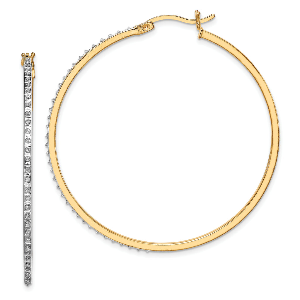 Diamond Fascination Diamond Mystique Sterling Silver 18K Gold-plated Diamond Round Hoop Earrings