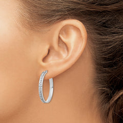 Diamond Fascination Diamond Mystique Sterling Silver Platinum-plated Diamond Round Hoop Earrings
