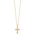 Sophia Jewelers Gold-Plated Sterling Silver Ruby Diamond Cross Necklace
