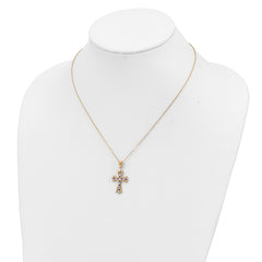 Diamond Fascination Diamond Mystique Sterling Silver 18K Gold-plated Diamond and Ruby Cross 18 Inch Necklace