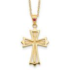 Sophia Jewelers Gold-Plated Sterling Silver Ruby Diamond Cross Necklace